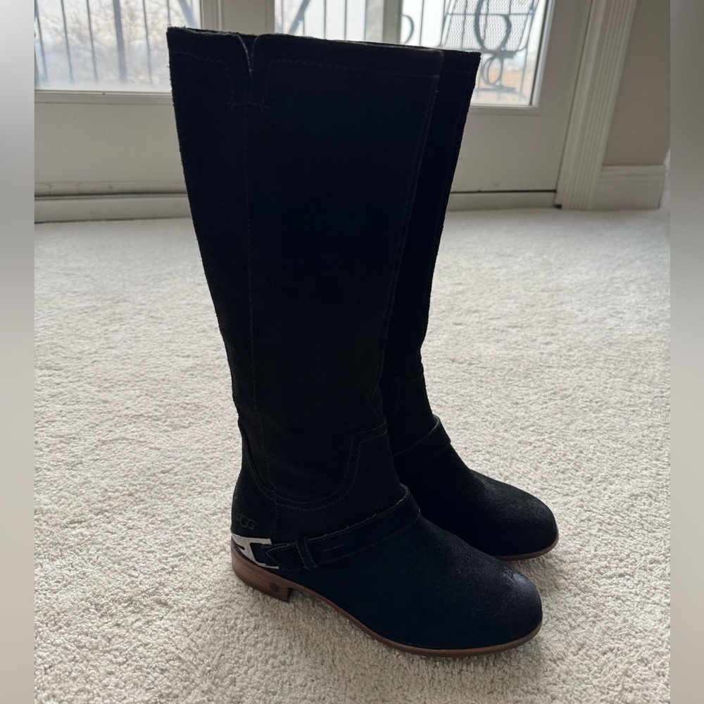 UGG Australia, Channing Tall Suede boots, black, size 6, zip up